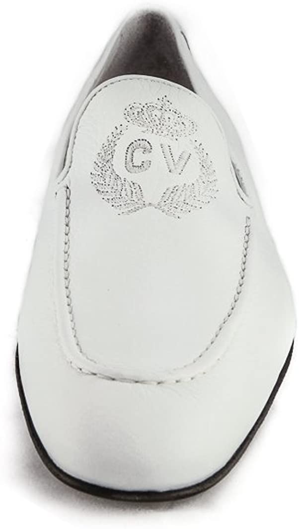 Carlo Ventura White Leather Slip On Loafers