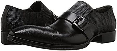 Jo Ghost 172 Black Leather Buckle Slip On Loafers