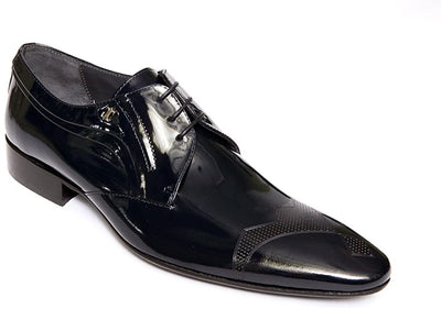 Giovanni Conti 3138-01 Navy Blue Ultra Patent Leather Lace Up Shoes