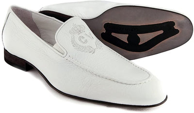 Carlo Ventura White Leather Slip On Loafers