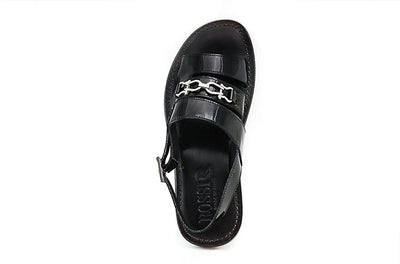 Rossi RS801 Black Patent Leather Back Buckle Sandals