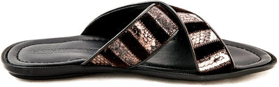 Giovanni Conti Brown Snake Print Velour Leather Sandals