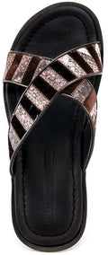 Giovanni Conti Brown Snake Print Velour Leather Sandals