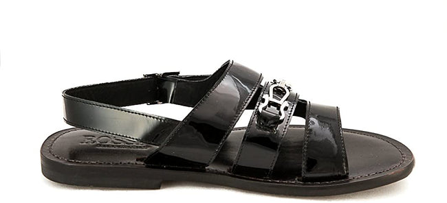 Rossi RS801 Black Patent Leather Back Buckle Sandals