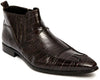 Roberto Guerrini A4472 Brown Snake Print Leather Slip On Boots