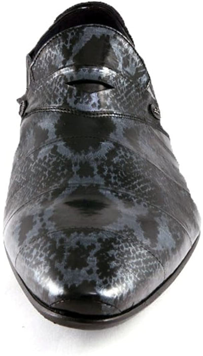 Roberto Guerrini Black Blue Eel Skin Leather Slip On Loafers