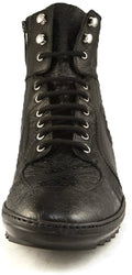 Giovanni Conti 2957 Black Embossed Leather High Top Sneakers
