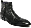 Roberto Guerrini A6450 Black Leather Pleated Trim Zip Up Boots