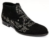 Giovanni Conti 3331-02 Black Suede Decorative Micro Metal Zip Up Boots