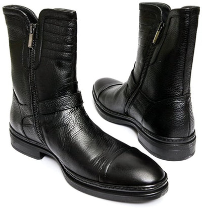 Giovanni Conti 3315-01 Black Leather Zip Up High Rise Boots