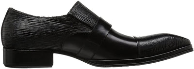 Jo Ghost 172 Black Leather Buckle Slip On Loafers