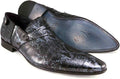 Roberto Guerrini Black Blue Eel Skin Leather Slip On Loafers