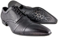 Jo Ghost 2854 BIS Black Leather Debossed Pattern Lace Up Shoes