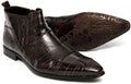 Roberto Guerrini A4472 Brown Snake Print Leather Slip On Boots