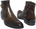 Jo Ghost 526 M Brown Leather Buckle Zip Up Boots