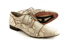 Carlo Ventura 2248 Beige Leather Python Laser Print Lace Up Shoes