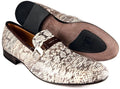 Giovanni Conti 2855-02 Brown/Biege Python Print Leather Brown Suede Trim Loafers