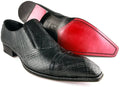 Jo Ghost 2054 Black Leather Patent Accent Slip On Loafers