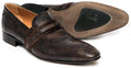 Conti 2533-01 Brown Snake Skin Pattern Leather Slip On Loafers