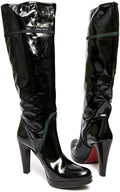 ALBANO Black Patent Leather Knee-high Heeled Boot.