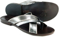 Roberto Guerrini Silver Criss Cross Leather Sandals