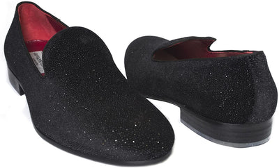 Giovanni Conti 3405-15 Black Decorated Leather Slip On Loafers
