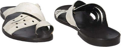 Roberto Guerrini 454 White Beige Criss Cross Leather Push In Toe Sandals