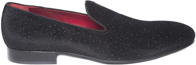 Giovanni Conti 3405-15 Black Decorated Leather Slip On Loafers