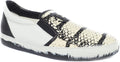 Roberto Cavalli 7799/RC White Black Leather Python Print Trim Slip On Loafers