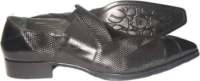 Jo Ghost 2029-EL Black Perforated Leather Slip On Loafers