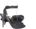 Albano 6661 Italian Womens Black Suede high Heels Sandals with Swarovski Element