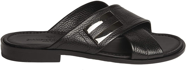 Giampiero Nicola 5362 Black Criss Cross Leather Sandals
