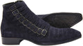 Jo Ghost 1554 Italian Blue Croc Print Suede Ankle Boots With Zipper & Buckles