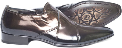 Jo Ghost 3578 M Brown Ultra Patent Leather Zip Up Loafers