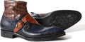 Jo Ghost 846 Italian Multicolor Croc Print Leather Boots With Buckle & Zipper