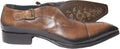 Jo Ghost 1704 Brown Leather Zipper Buckle Slip On Loafers