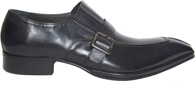 Jo Ghost 158 Black Leather Buckle Slip On Loafers