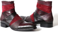 Jo Ghost 3837 Italian Burgundy Combo Croc Print Leather And Suede Boots With Zip
