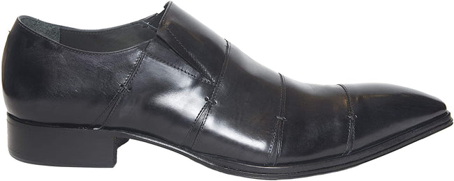 Jo Ghost 1490 Black Leather Slip On Loafers