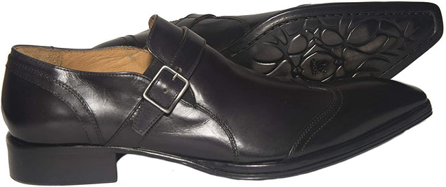 Jo Ghost 2132 Black Leather Buckle Slip On Loafers