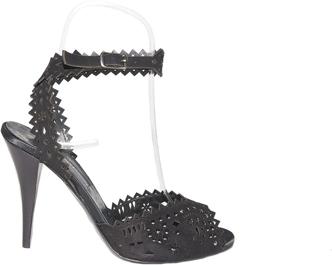 Albano 6661 Italian Womens Black Suede high Heels Sandals with Swarovski Element