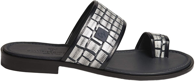 Giampiero Nicola 5175 Black/Silver Push In Toe Sandals