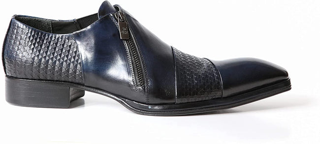 Jo Ghost 2537 Italian Navy Blue Combo Leather Shoes with Zipper