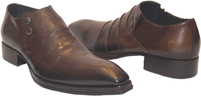 Jo Ghost 1830 Brown Leather Buttoned Zipper Loafers