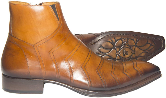 Jo Ghost 2033 Cognac Brown Leather Zip Up Boots