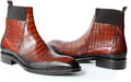 Jo Ghost 2724U Italian Cognac Crocodile Print Leather Slip On Boots