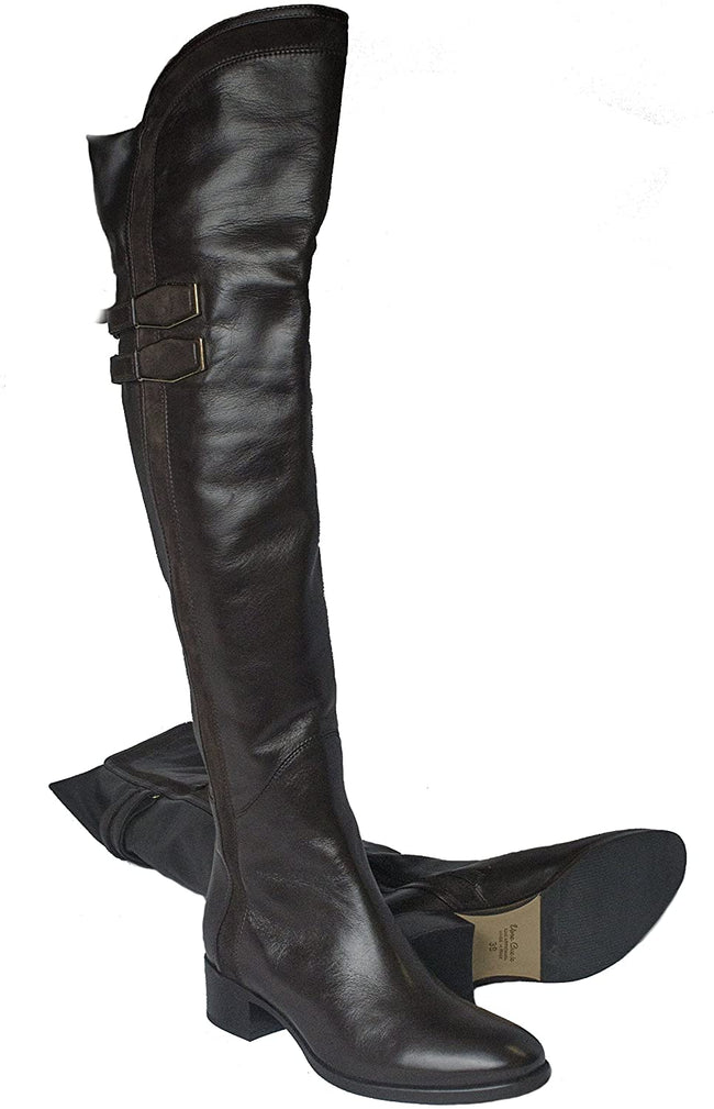 Le Pepe A228467 Italian Womens Brown Leather with Suede Trimming Over The Knee Boots