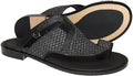 Giampiero Nicola F5603 Black Gray Leather Slip On Push In Toe Sandals