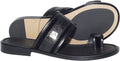 Giampiero Nicola 5437 Black Leather Lizard Trim Push In Toe Sandals