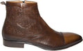 Jo Ghost 2111 Italian Brown 2 Tone Leather & Laser Print Leather Ankle Boots with Zipper